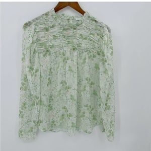 Maison d’ Amelie Floral Ruched Pleated Blouse Size Large